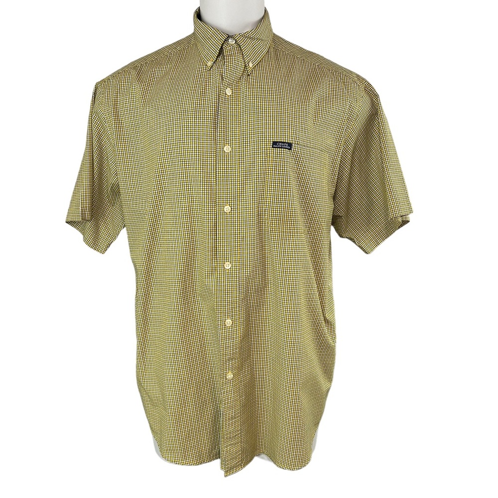 Chaps Ralph Lauren  XL Yellow Check Short Sleeve Button Down Shirt (360)